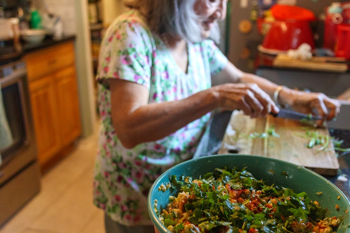 Healthy balanced meal with fresh vegetables and whole grains for mature women